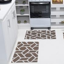 Par de Tapete Jacquard Antiderrapante Cozinha Banheiro Quarto Sala Estampa Geométrica Par de Tapete Jacquard Antiderrapante Cozinha Banheiro Quarto Sala Estampa Geométrica