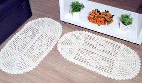 Par de Tapetes em Crochê Oval Liso - Ludmilla
