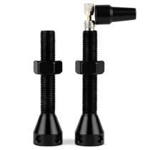 Par de válvula tubeless 48mm em alumínio cor preta Par de válvula tubeless 48mm em alumínio cor preta