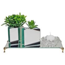 Par De Vasinhos Suculenta Bandeja Castiçal Porta Vela Vidro Par De Vasinhos Suculenta Bandeja Castiçal Porta Vela Vidro