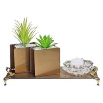 Par De Vasinhos Suculenta Bandeja Castiçal Porta Vela Vidro Par De Vasinhos Suculenta Bandeja Castiçal Porta Vela Vidro