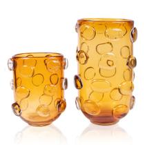 Par De Vaso De Vidro Ambar