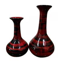 Par de Vasos Cano Longo Decorativos - Vermelho Mesclado - Retrofenna