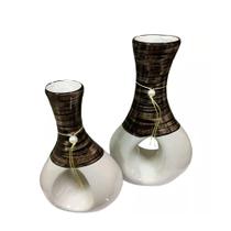 Par de Vasos Furados Decor para Aparador - Creme e Marrom