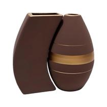 Par de Vasos Turim em Cerâmica Fosca de Sala - Brown Golden