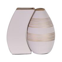 Par de Vasos Turim em Cerâmica Fosca de Sala - Nude Gold