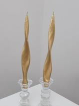 Par de Velas Faca para Castiçal Individual Dourada 28 cm - Royal Decor