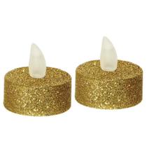 Par De Velas Led Glitter Dourado