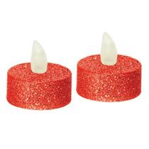 Par De Velas Led Glitter Vermelho
