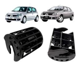 Par Difusores De Ar Lateral Renault Clio 2000 A 2016 Preto