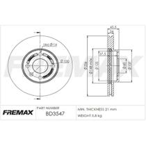 Par Disco Freio Dianteiro Sonic 2012 a 2014 Fremax BD3547 Par Disco Freio Dianteiro Sonic 2012 a 2014 Fremax BD3547
