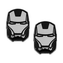 Par Emblema Adesivo Homem de Ferro Cromado C/ Preto Carro Capacete Moto Par Emblema Adesivo Homem de Ferro Cromado C/ Preto Carro Capacete Moto