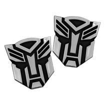 Par Emblema Adesivo Transformers Cromado C/ Preto Carro Capacete Moto