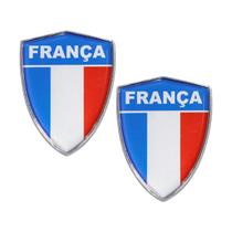 Par Emblema Escudo Da França Com Moldura Cromada 6 Cm x 4,5 cm Par Emblema Escudo Da França Com Moldura Cromada 6 Cm x 4,5 cm