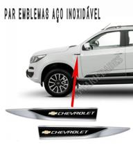 Par Emblema Lateral Em Aço Inox Para Paralama Chevrolet - Com Pintura Personalizada