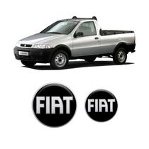 Par Emblemas Fiat Strada Adesivos Resinados /05 Black Piano