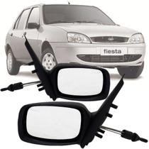 Par Espelho Retrovisor Externo Motorista e Passageiro Ford Fiesta 1996 1997 1998 1999 2000 2001 Controle Regulagem Manual Preto 2/4 Portas
