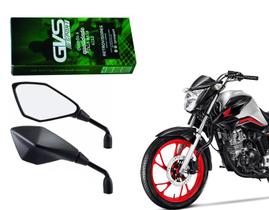 Par Espelho Retrovisor Preto Gvs Z400 Para Cg Titan Fan Start Mix Flex Cb 300 Xre Bros Twister Lente Plana