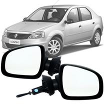Par Espelho Retrovisor Renault Sandero Logan 2009 2010 2011 2012 2013 Com Controle Manual Preto