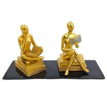 Par Estatueta Leitor Decorativa Com Base Vidro Abstrata Ornamento Elegante Thinker ParDolEsp