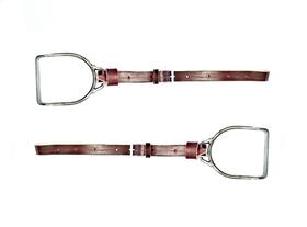 Par estribo ferro loros marrom couro montaria cavalo