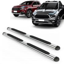 Par Estribo Lateral Oval Cromado Toro 2016 a 2025 Kit Fixação Incluso Par Estribo Lateral Oval Cromado Toro 2016 a 2025 Kit Fixação Incluso