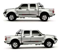Par Faixa Lateral Adesiva Compatível Com A Ford Ranger Preto e Vermelho