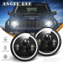 Par Farol Angel Eye Leds 7 Pol H4 Drl Luz Diurna Seta Pisca Alto Baixo Par Farol Angel Eye Leds 7 Pol H4 Drl Luz Diurna Seta Pisca Alto Baixo