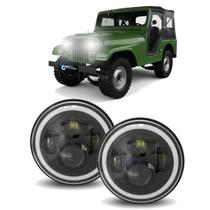 Par Farol Angel Eyes 60w 7 Polegadas Jeep CJ-7 1976 a 1986