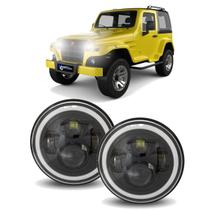 Par Farol Angel Eyes 60w 7 polegadas Jeep troller T4 4x4