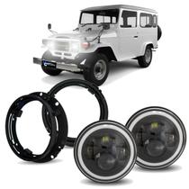 Par Farol Angel Eyes 60w com Suporte Land Cruiser Bandeirante