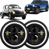 Par Farol Angel Eyes 7 Polegadas Fusca Kombi Opala Defender