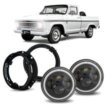 Par Farol Angel Eyes + Suporte 7 Pol Chevro D10 1968 a 1985 Par Farol Angel Eyes + Suporte 7 Pol Chevro D10 1968 a 1985