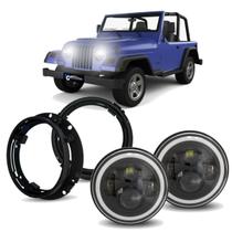 Par Farol Angel Eyes+Suporte Jeep Wrangler TJ 1997 a 2006