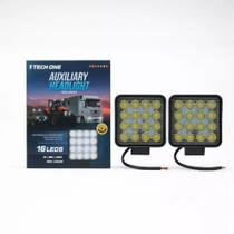 Par Farol Auxiliar 16 Leds 48w 12v/24v Luz Branca 6000k Automotivo PWB1838