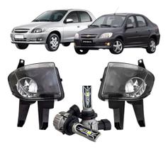 Par farol auxiliar celta 2006 a 2015 prisma 2006 2012 + lâmpada ultraled s16 nano hb4 6000k ld/le