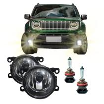Par Farol Auxiliar Milha Jeep Renegade 2015 a 2019 Lente em Vidro + Lâmpadas H11 Kit