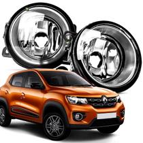 Par Farol Auxiliar Milha Vidro Aro Prata Kwid 2017 a 21 2022