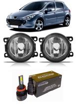 Par farol auxiliar peugeot citroen renault mitsubishi ford vidro + super led 12v 6000k multiencaixe h8, h9 e h11 code