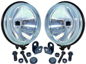 Par Farol Auxiliar Redondo Universal 110mm Longo Alcance NINO F-58 METAL VIDRO Com Suporte Par Farol Auxiliar Redondo Universal 110mm Longo Alcance NINO F-58 METAL VIDRO Com Suporte
