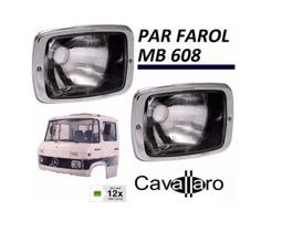 Par Farol Caminhão Mb 608 708 Com Aro Cromado