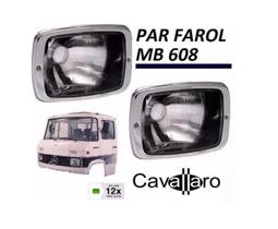 Par Farol Caminhão Mb 608 708 Com Aro Cromado - Cavallaro auto peças
