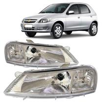 Par Farol Celta 1999 á 2006 Foco Simples Máscara Cromada