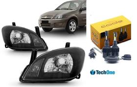 Par farol celta prisma 2007 a 2015 mascara negra super led