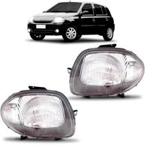 Par Farol Clio 1999 A 2001 Cromado Foco Simples Par Farol Clio 1999 A 2001 Cromado Foco Simples