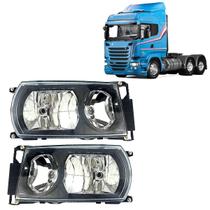 Par Farol Compatível Scania Serie 5 S5 Pgr Mascara Negra