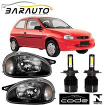 Par farol corsa 1994 a 2002 masc negra vidro super led 6000k