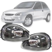 Par farol corsa 2001 á 2010 carcaça cinza moldura preta