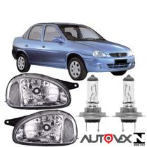 Par farol corsa classic 2003 a 2010 crom vidro lamp halogena