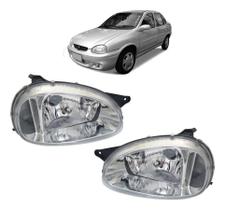 Par farol corsa classic cromado 2003 a 2010 vidro